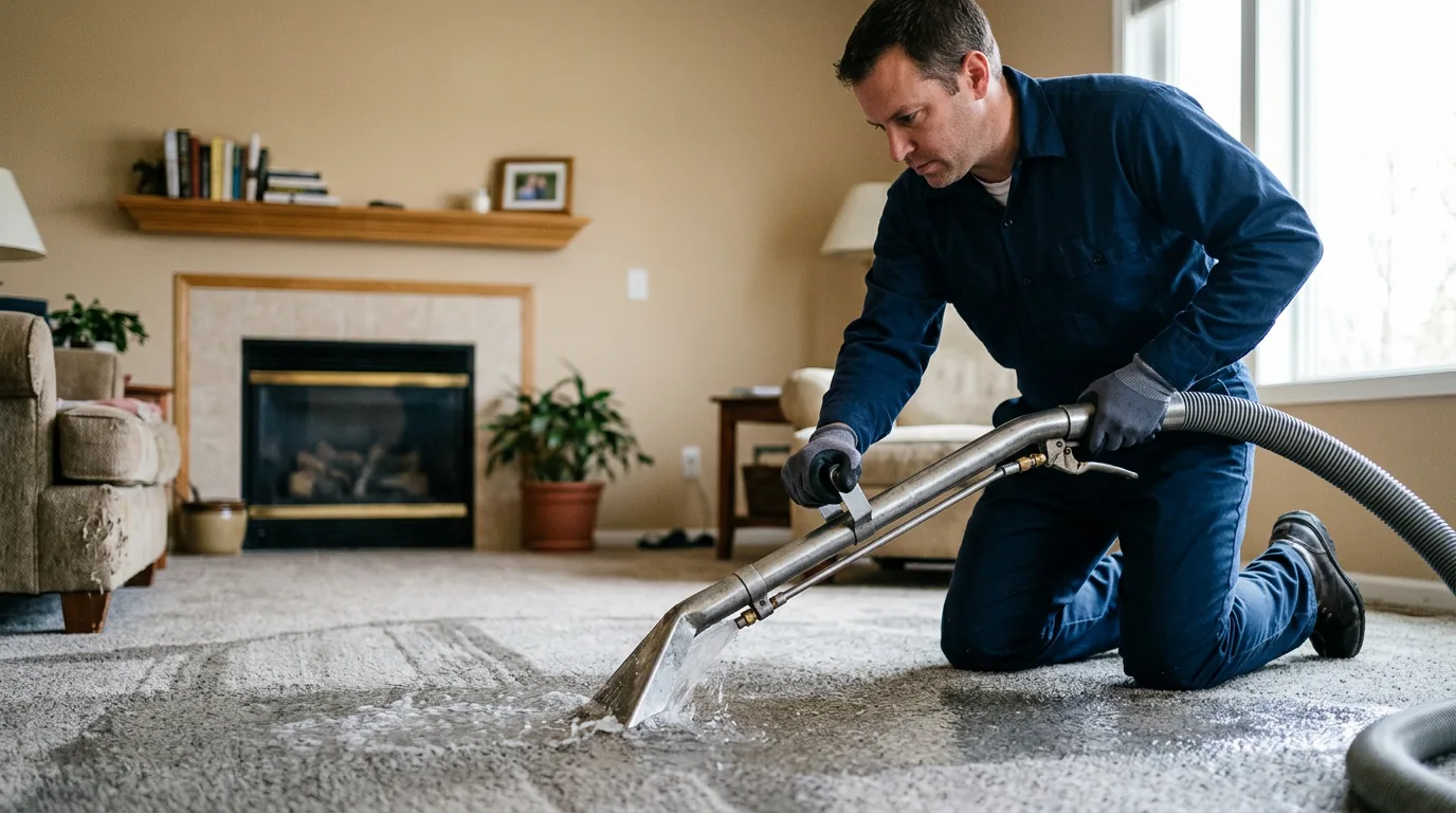 Water damage restoration technician working near Carney, OK